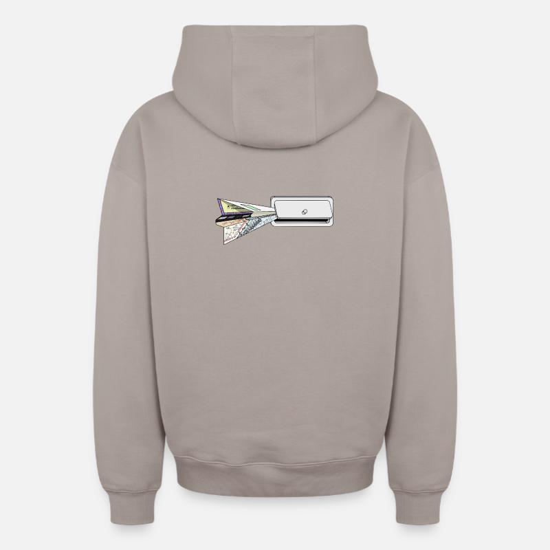 PLAN - Sweat à capuche unisexe zippé oversize épais SPREAD - taupe