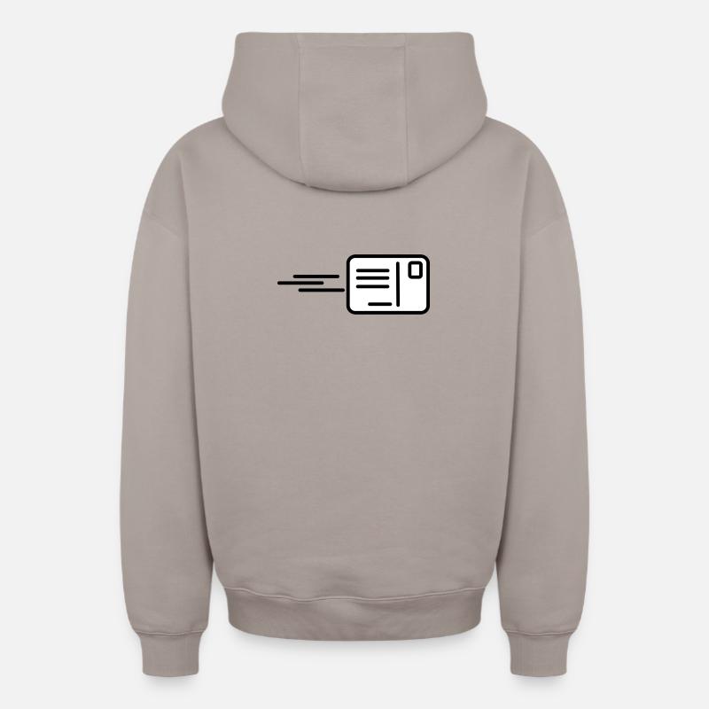 Carte logo - Sweat à capuche unisexe zippé oversize épais SPREAD - taupe