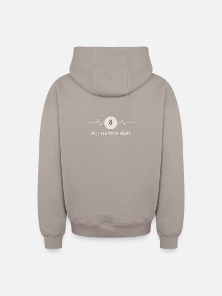 Pool Player At Heart - Oversized Heavyweight Unisex Zip Hoodie - taupe