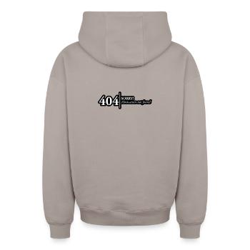 404 Motivation Not Found Design - Oversized Heavyweight Unisex Zip Hoodie - taupe - Back - AI Model Male 178 light (178cm)