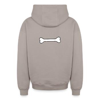 Hundeknochen Silhouette Minimalistisch Schwarz Wei - Oversized Heavyweight Unisex Zip Hoodie - Taupe - Hinten - AI Model Male 178 light (178cm)