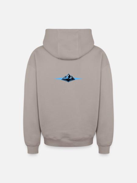 Mountains icon line - Oversized Heavyweight Unisex Zip Hoodie - taupe