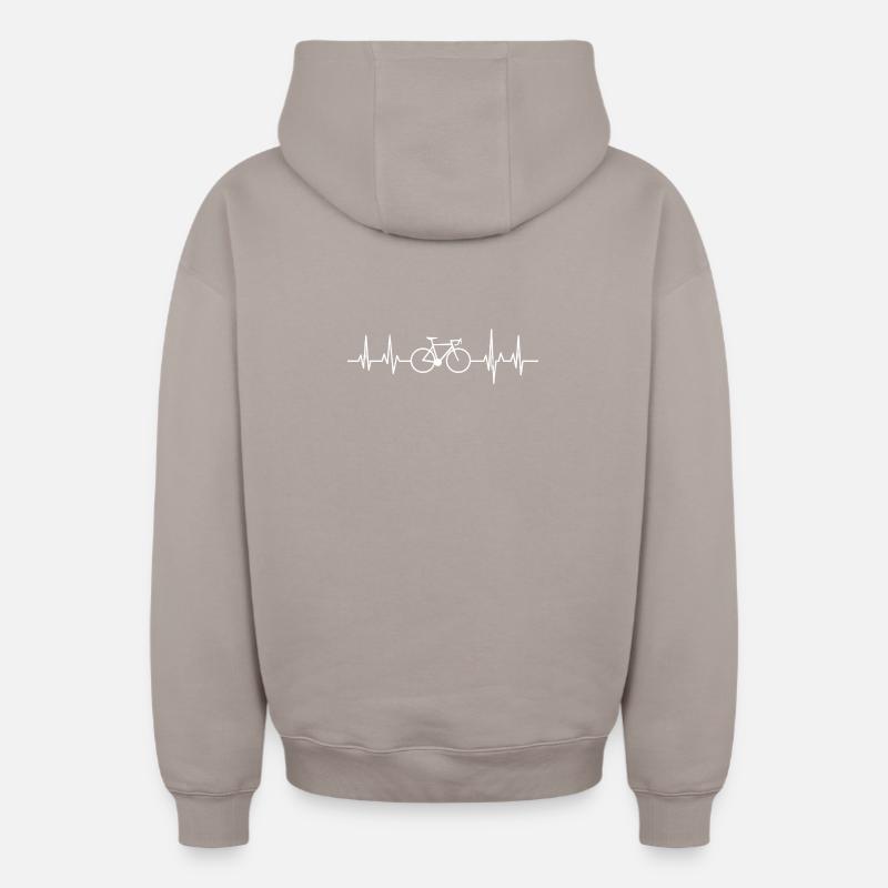 Bicycle Heartbeat - Sweat à capuche unisexe zippé oversize épais SPREAD - taupe
