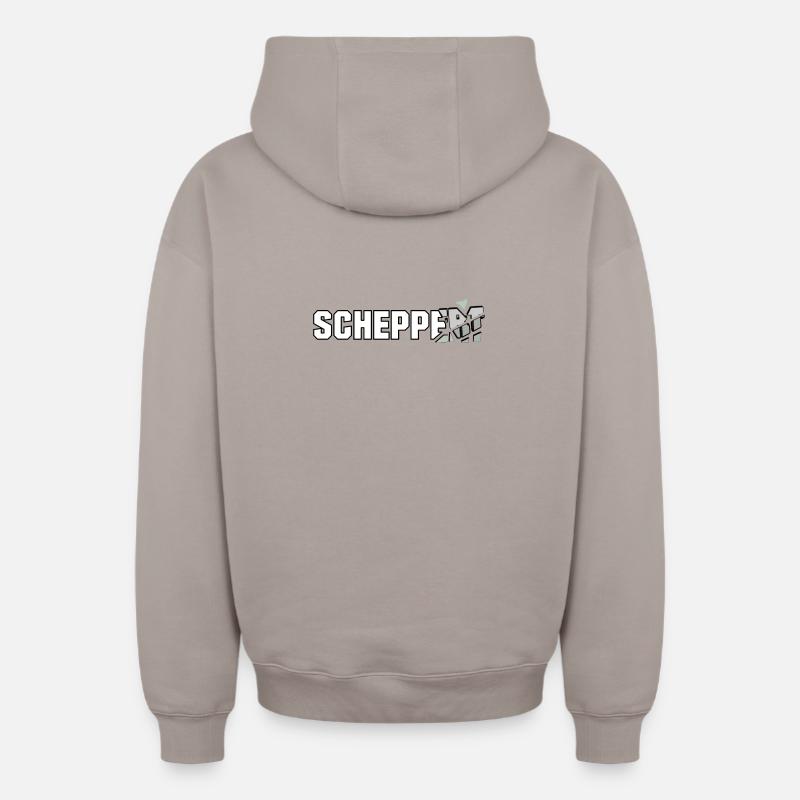 Scheppert "das Design zur Technoparty" - Oversized Heavyweight Unisex Zip Hoodie - Taupe
