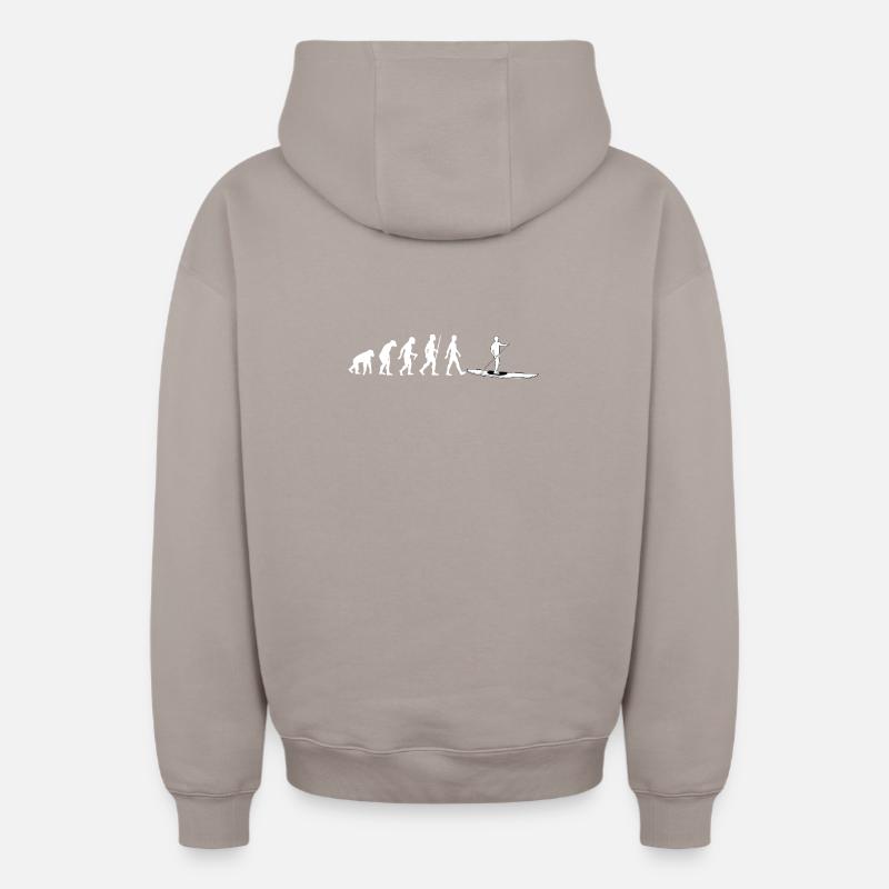 Évolution vers le paddleboard debout - Sweat à capuche unisexe zippé oversize épais SPREAD - taupe