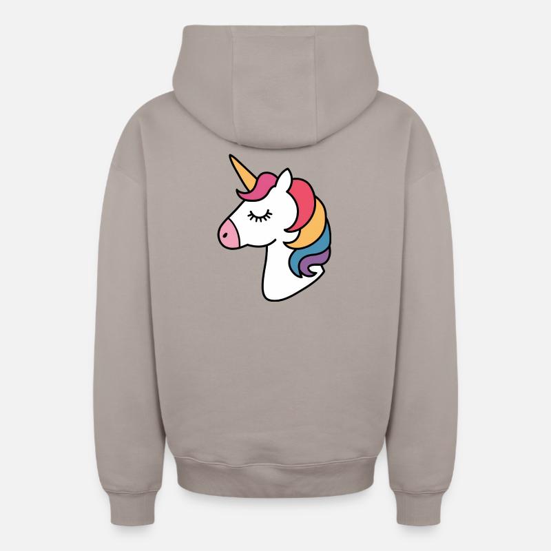 licorne arc-en-ciel - Sweat à capuche unisexe zippé oversize épais SPREAD - taupe