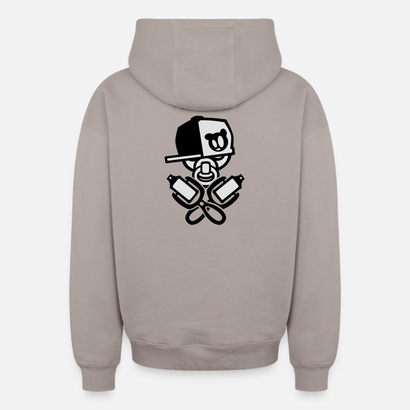 bébé fraîche de graffiti - Sweat à capuche unisexe zippé oversize épais SPREAD - taupe