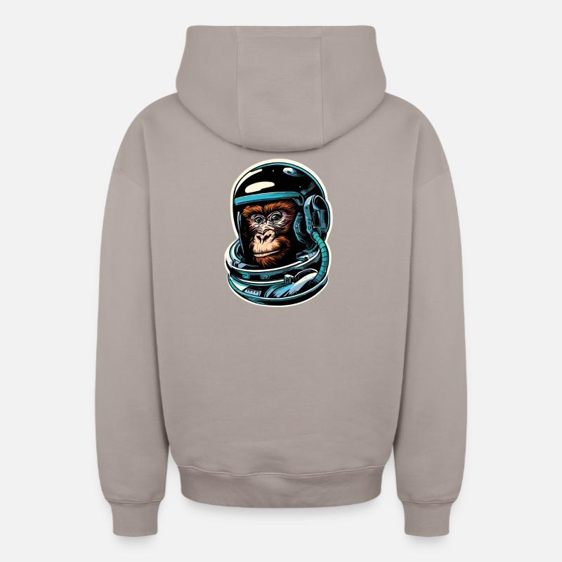 Singe de l’espace - Sweat à capuche unisexe zippé oversize épais SPREAD - taupe
