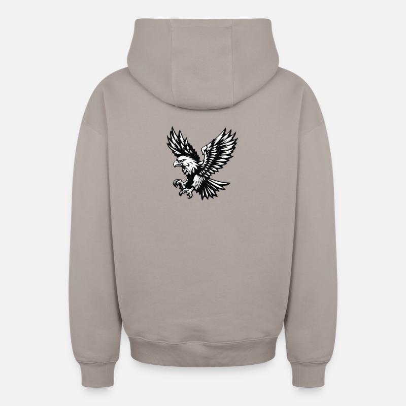 Aigle noir blanc - Sweat à capuche unisexe zippé oversize épais SPREAD - taupe
