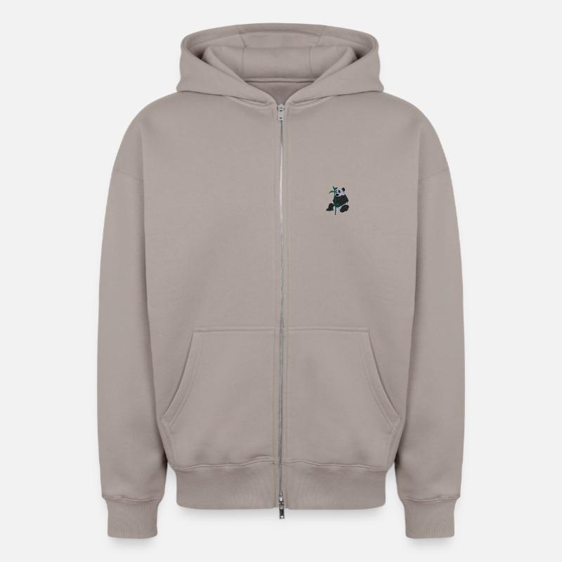 Panda - Sweat à capuche unisexe zippé oversize épais SPREAD - taupe