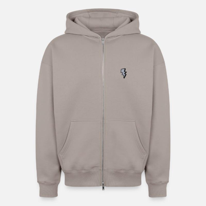 Éclair - Sweat à capuche unisexe zippé oversize épais SPREAD - taupe