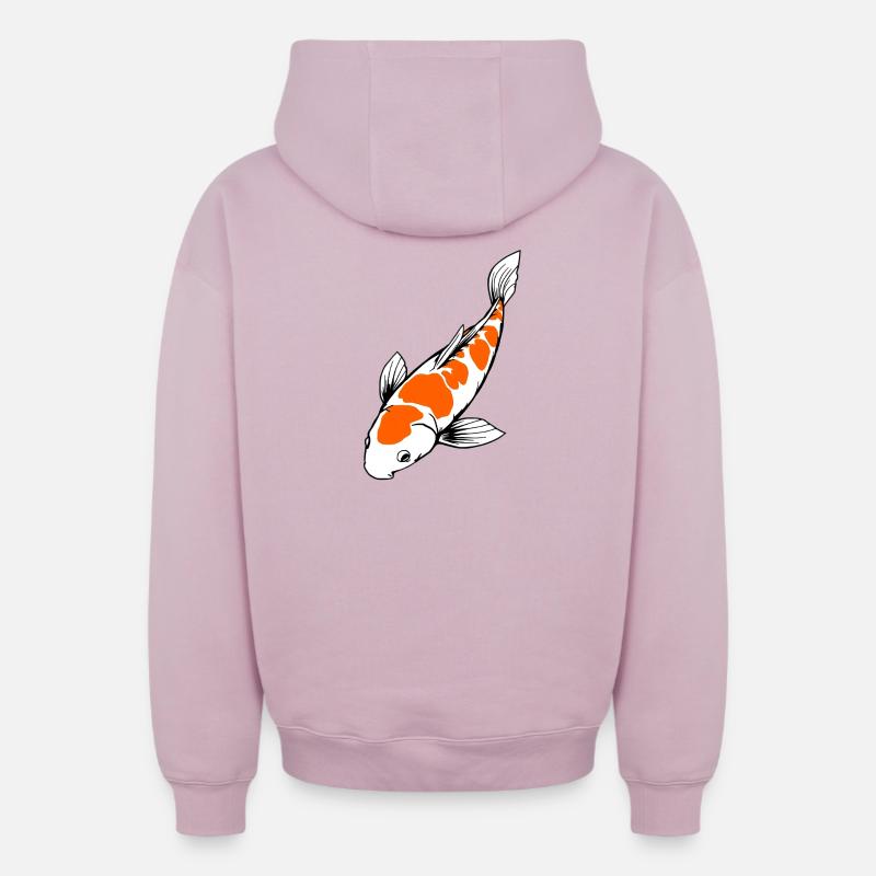 Poisson Koi - Sweat à capuche unisexe zippé oversize épais SPREAD - rose poudré