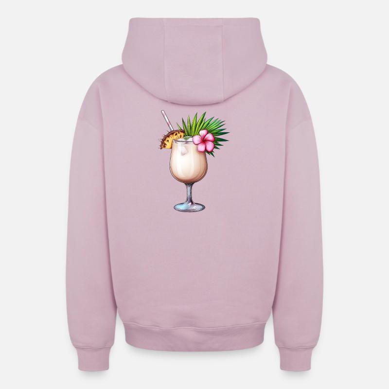 Pina Colada Cocktail - Sweat à capuche unisexe zippé oversize épais SPREAD - rose poudré