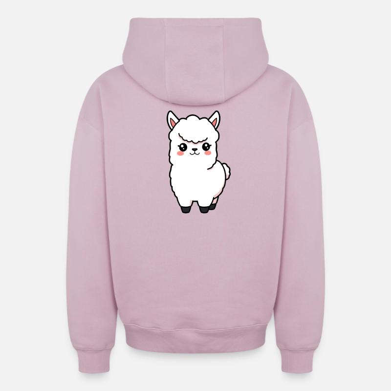 lama - Sweat à capuche unisexe zippé oversize épais SPREAD - rose poudré