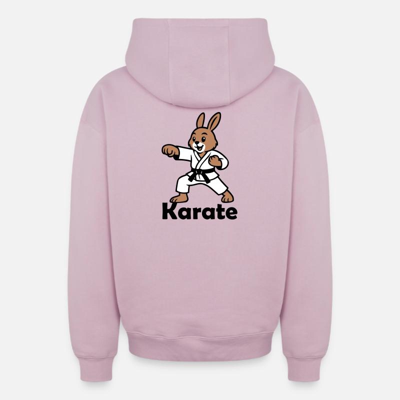 Karaté Lapin - Sweat à capuche unisexe zippé oversize épais SPREAD - rose poudré