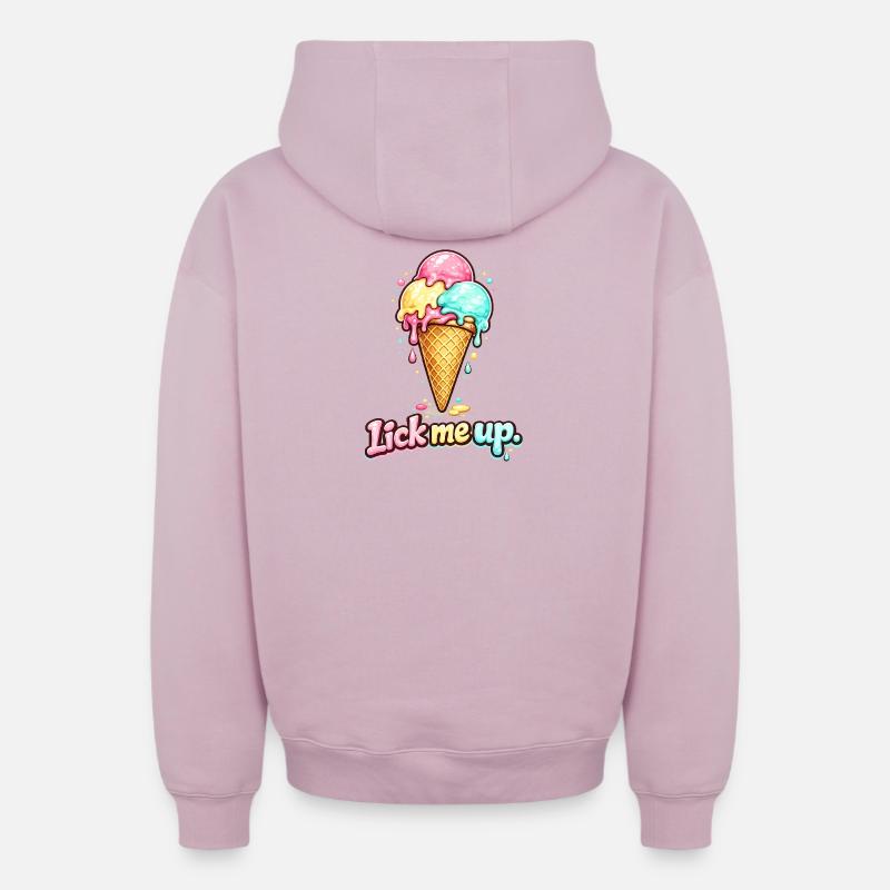 Lécher une glace - Sweat à capuche unisexe zippé oversize épais SPREAD - rose poudré