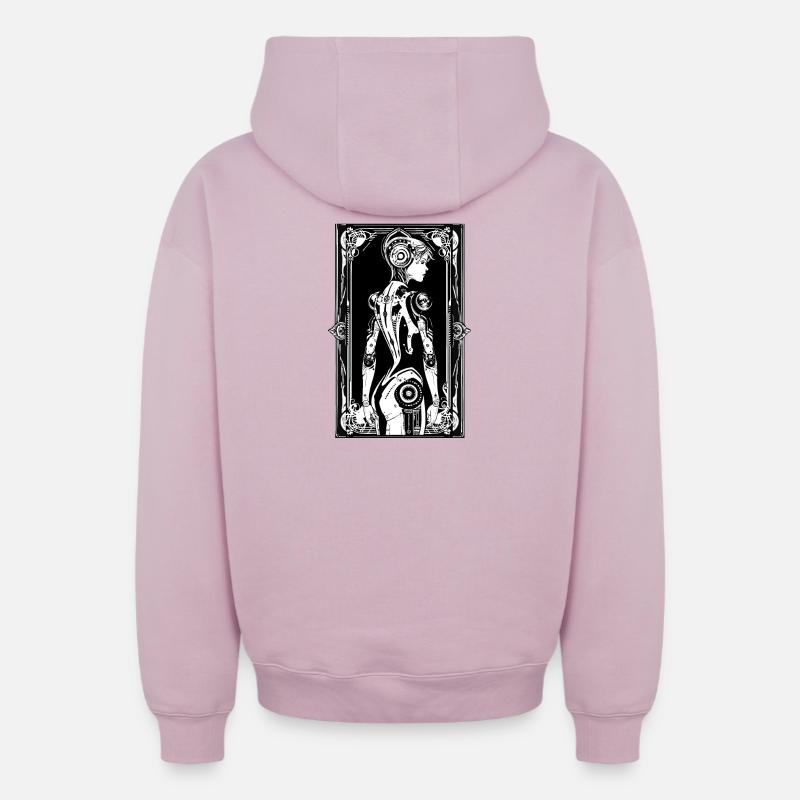 Android Art Nouveau - Sweat à capuche unisexe zippé oversize épais SPREAD - rose poudré