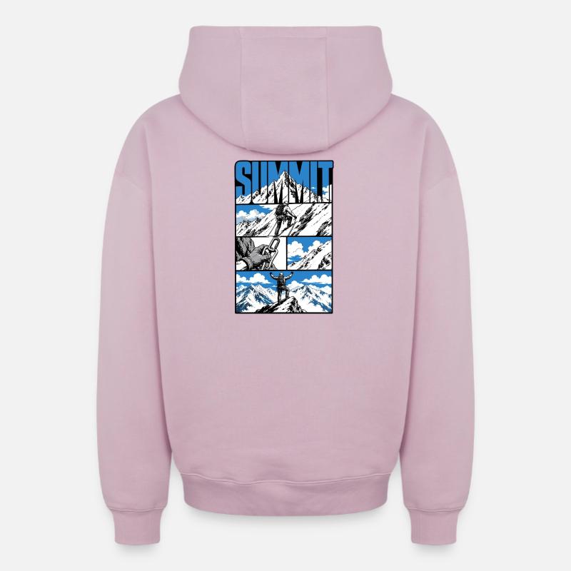 Aventure alpine - Sweat à capuche unisexe zippé oversize épais SPREAD - rose poudré
