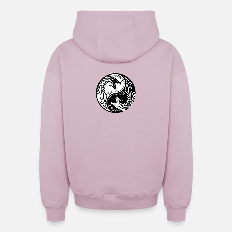 Dragon Yin Yang  - Sweat à capuche unisexe zippé oversize épais SPREAD - rose poudré