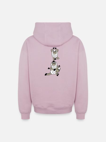 Tired_Sad_Sleepy_Sheep_Yoga_Meditating_5 - Oversized Heavyweight Unisex Zip Hoodie - dusky pink