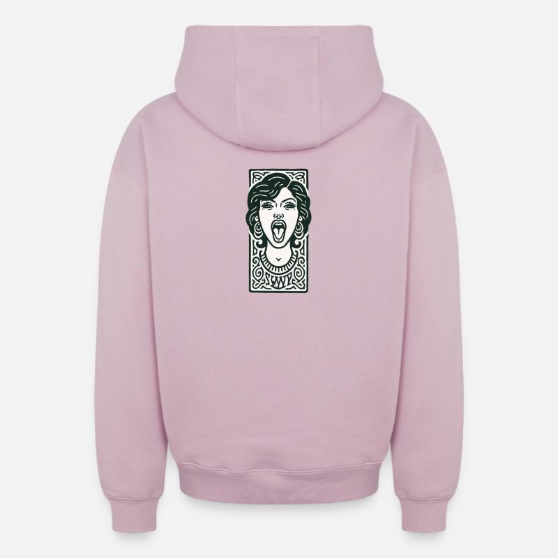 Hip Hop Face #3 - Sweat à capuche unisexe zippé oversize épais SPREAD - rose poudré