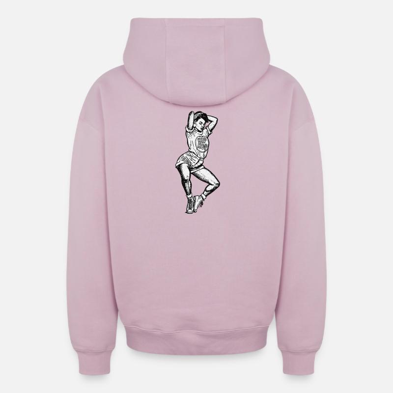 Danseuse #16 - Sweat à capuche unisexe zippé oversize épais SPREAD - rose poudré