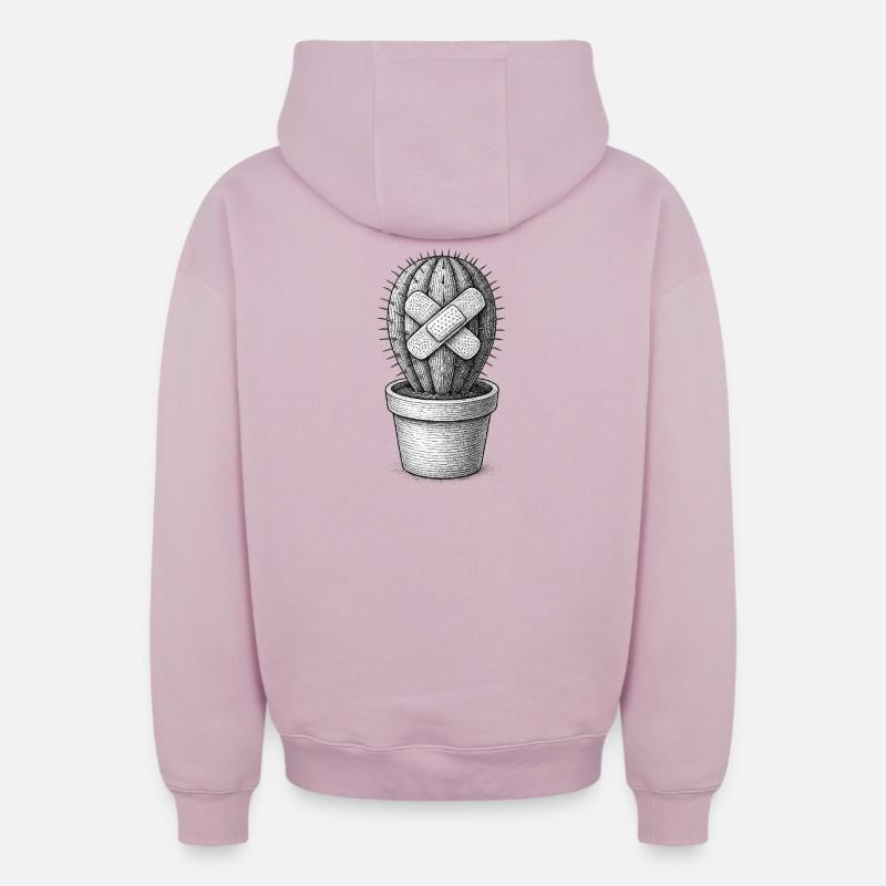 Cactus bandé - Sweat à capuche unisexe zippé oversize épais SPREAD - rose poudré