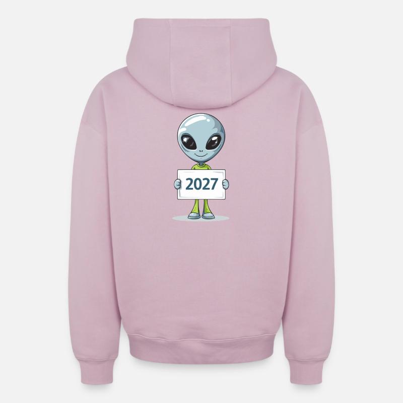 Petit extraterrestre bleu - Sweat à capuche unisexe zippé oversize épais SPREAD - rose poudré