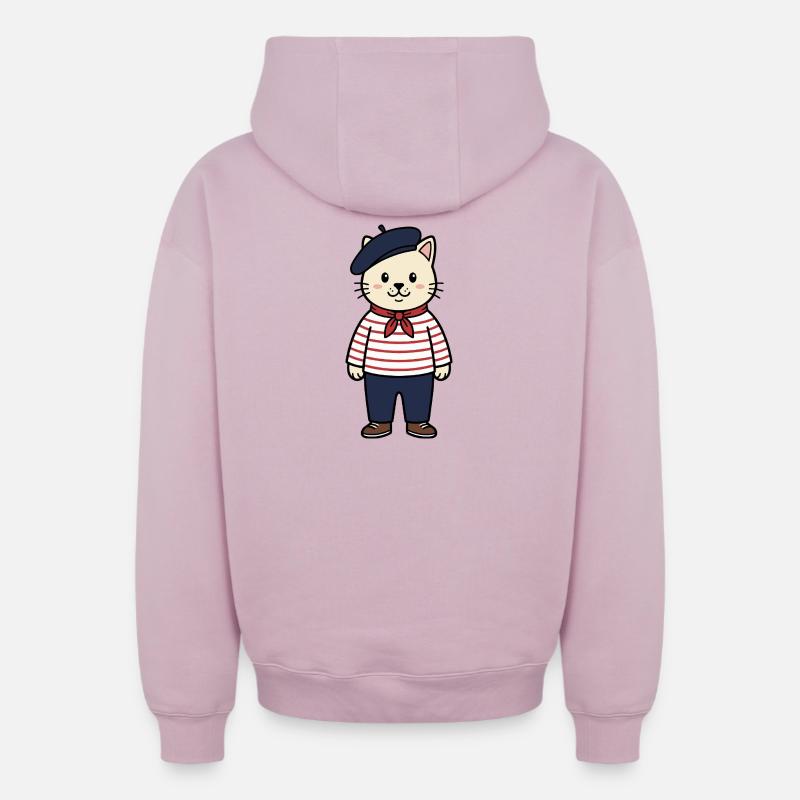 Chat français - Sweat à capuche unisexe zippé oversize épais SPREAD - rose poudré