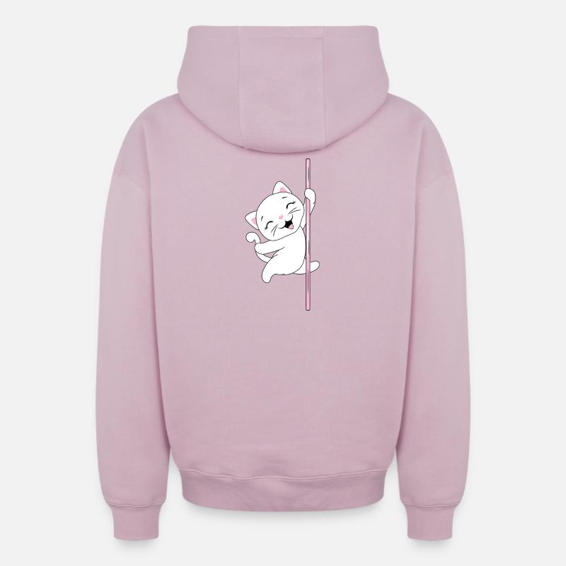 White_cat_is_dancing_on_a_pole - Sweat à capuche unisexe zippé oversize épais SPREAD - rose poudré