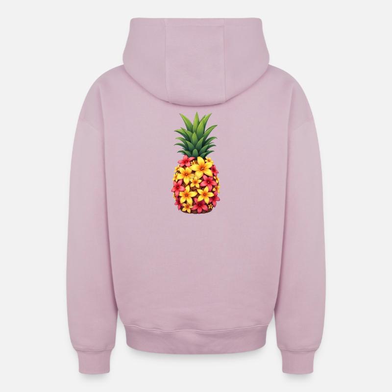 Ananas - Sweat à capuche unisexe zippé oversize épais SPREAD - rose poudré