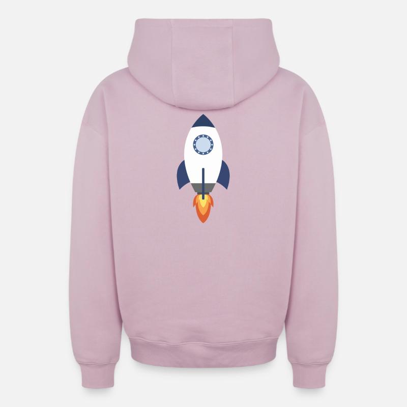 Espace fusée - Sweat à capuche unisexe zippé oversize épais SPREAD - rose poudré
