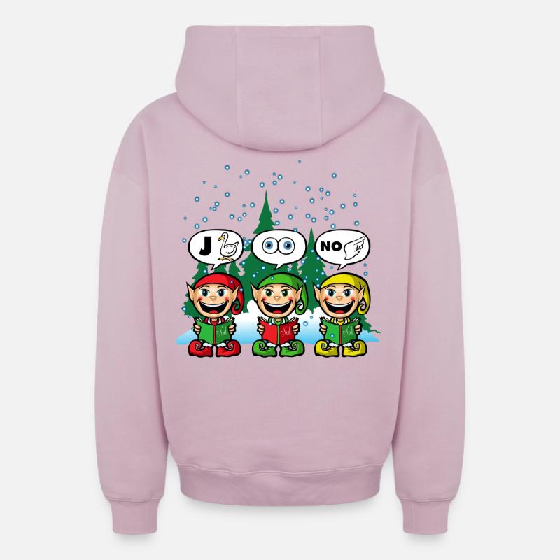 Rébus de Noel - Sweat à capuche unisexe zippé oversize épais SPREAD - rose poudré