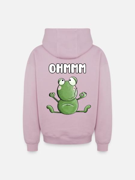 Ohmmm Frog - Frogs - Toad - Yoga - Fitness - Oversized Heavyweight Unisex Zip Hoodie - dusky pink