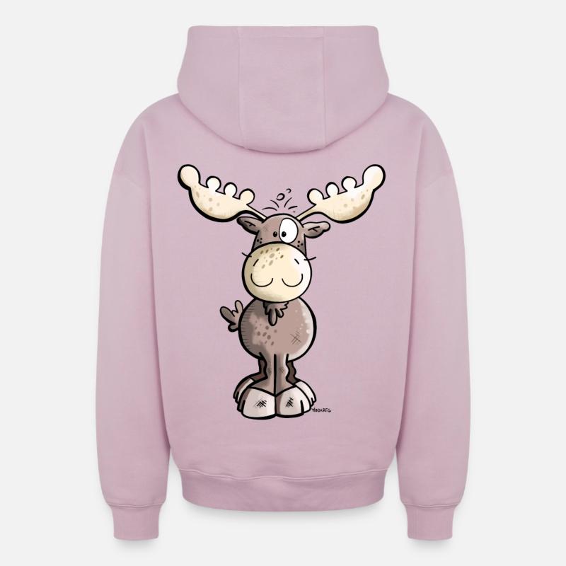 Wapitis douces - Sweat à capuche unisexe zippé oversize épais SPREAD - rose poudré