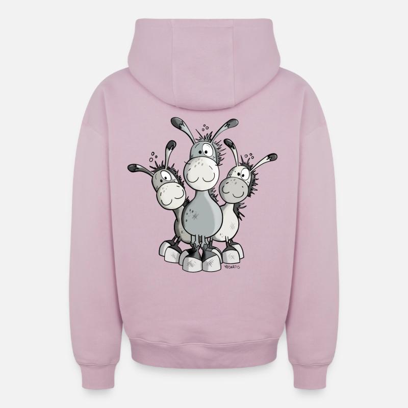 Mignon Âne Comique - Sweat à capuche unisexe zippé oversize épais SPREAD - rose poudré