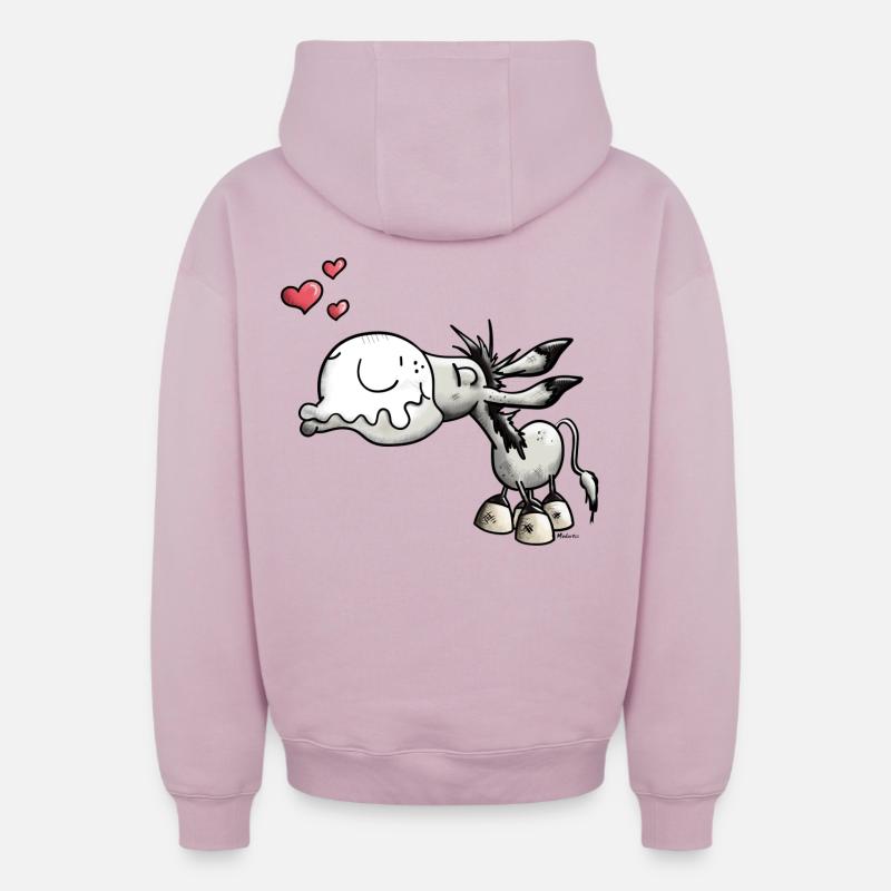 âne amoureux - Sweat à capuche unisexe zippé oversize épais SPREAD - rose poudré