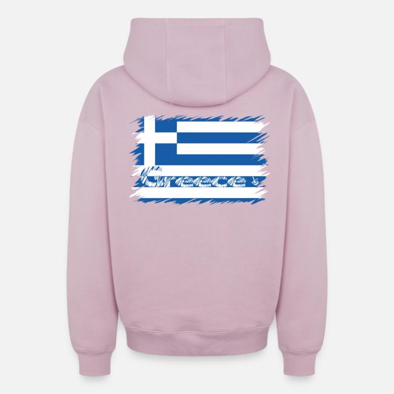 Grèce - Sweat à capuche unisexe zippé oversize épais SPREAD - rose poudré