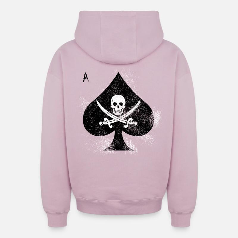 Spade Skull Pirates Design - Sweat à capuche unisexe zippé oversize épais SPREAD - rose poudré