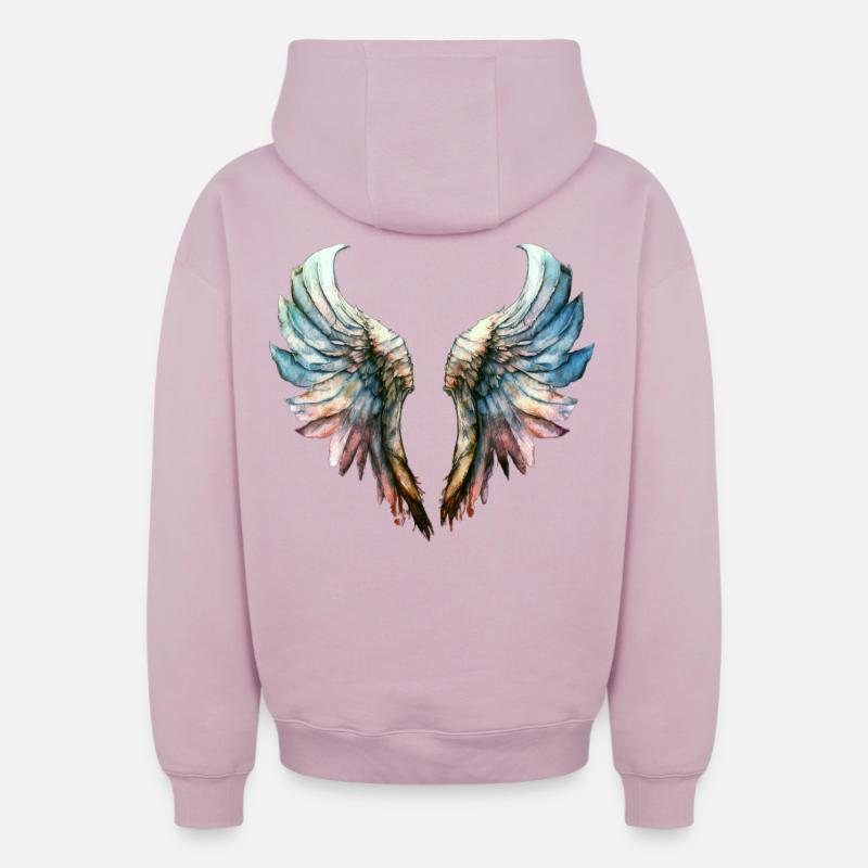 Ailes d'ange - Sweat à capuche unisexe zippé oversize épais SPREAD - rose poudré