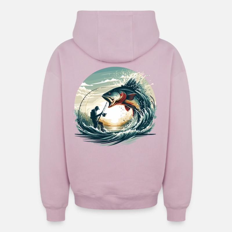 Pêche pêcheur dynamique cadeau - Sweat à capuche unisexe zippé oversize épais SPREAD - rose poudré