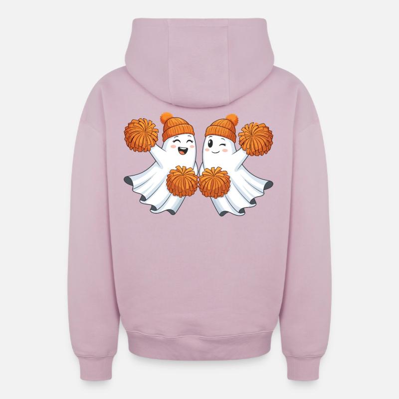 Fantômes mignons avec des pompons - Sweat à capuche unisexe zippé oversize épais SPREAD - rose poudré