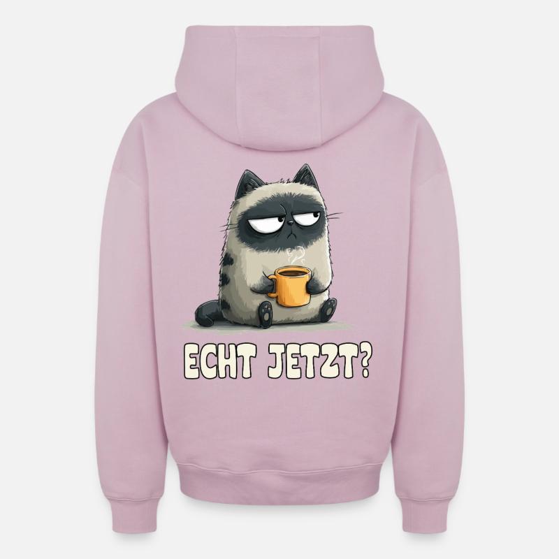 Grummelkatze mit Kaffee - Sweat à capuche unisexe zippé oversize épais SPREAD - rose poudré