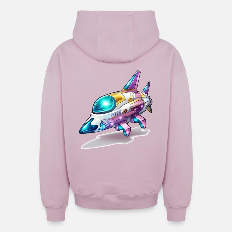 Comet Flight Spacefighter Neon - Sweat à capuche unisexe zippé oversize épais SPREAD - rose poudré
