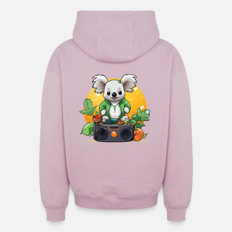 Koala DJ chez Gartenbeats - Sweat à capuche unisexe zippé oversize épais SPREAD - rose poudré
