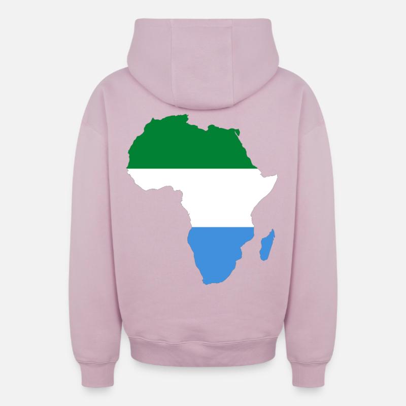 Sierra_Leone_Flagge_Afrika - Sweat à capuche unisexe zippé oversize épais SPREAD - rose poudré