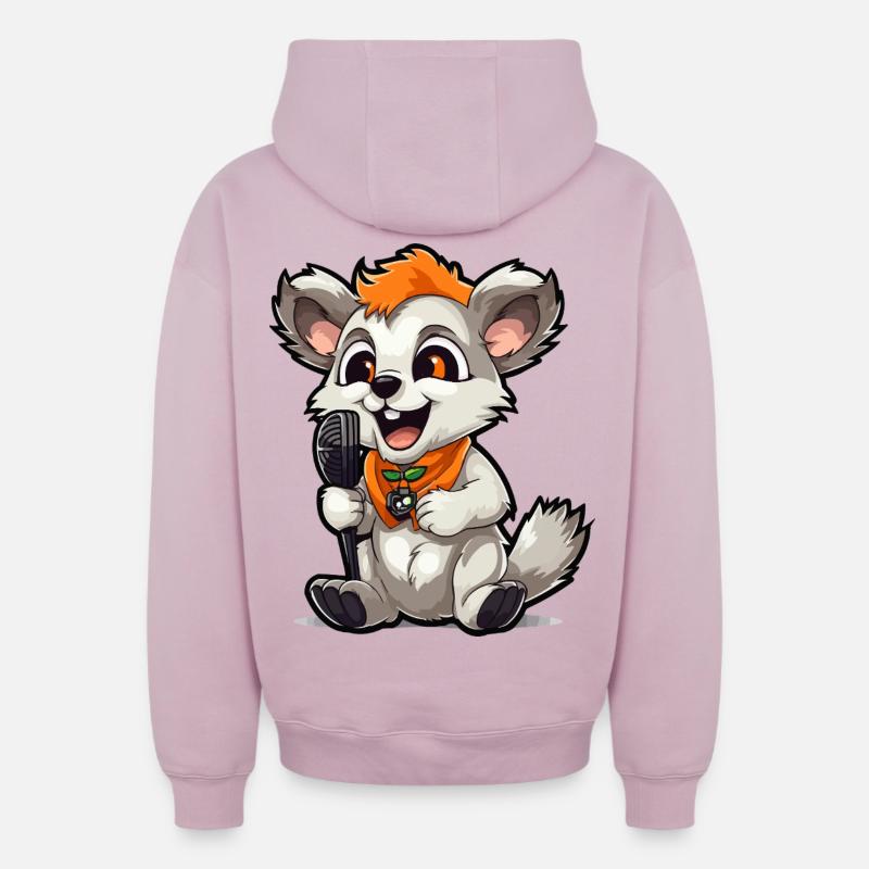 Songanimal avec micro - Sweat à capuche unisexe zippé oversize épais SPREAD - rose poudré