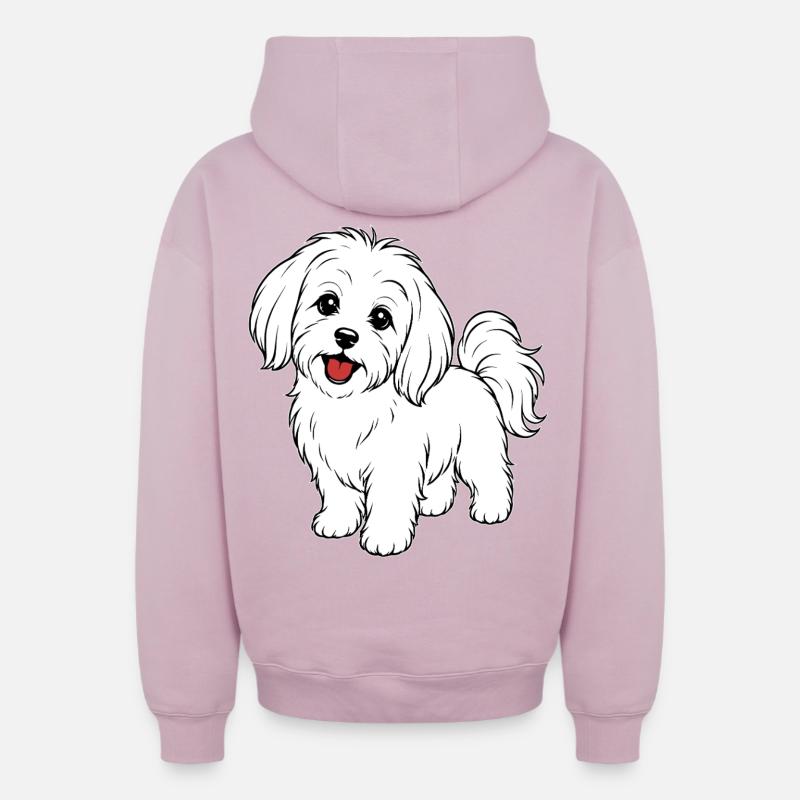 Blanc de chien maltis - Sweat à capuche unisexe zippé oversize épais SPREAD - rose poudré