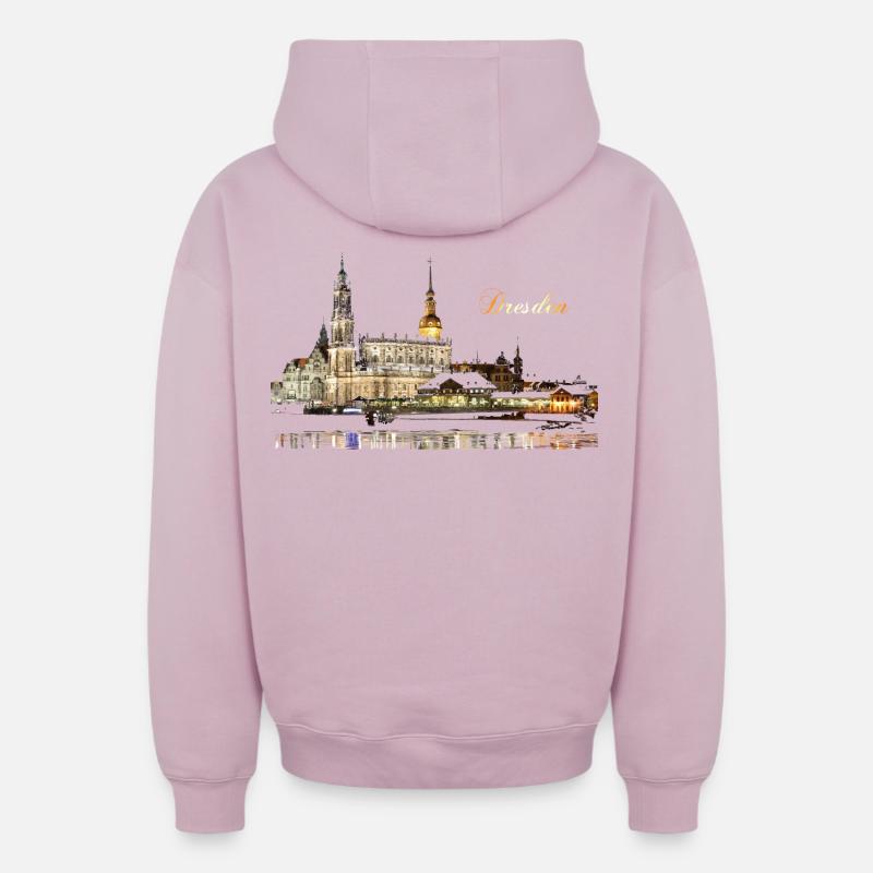 Dresde - Sweat à capuche unisexe zippé oversize épais SPREAD - rose poudré