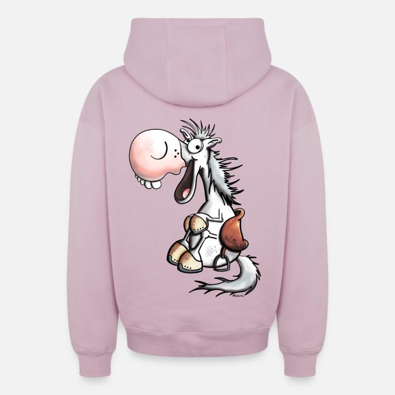 Cheval Rire - Sweat à capuche unisexe zippé oversize épais SPREAD - rose poudré